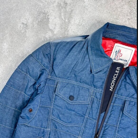 Moncler light puffer jacket denim-like EUC size 4 - Picture 4 of 16
